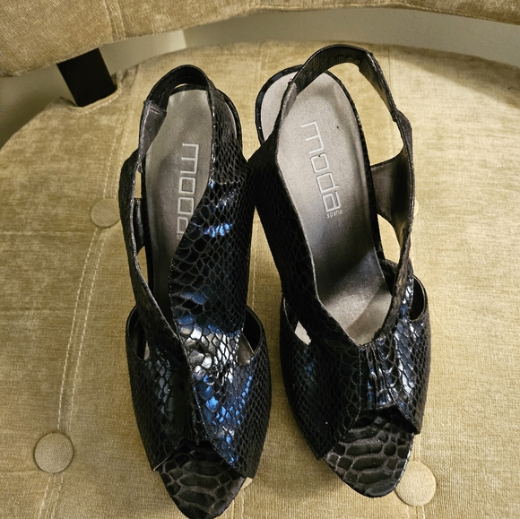 Moda Stilleto Black faux Snakeskin size 9 - Picture 3 of 7